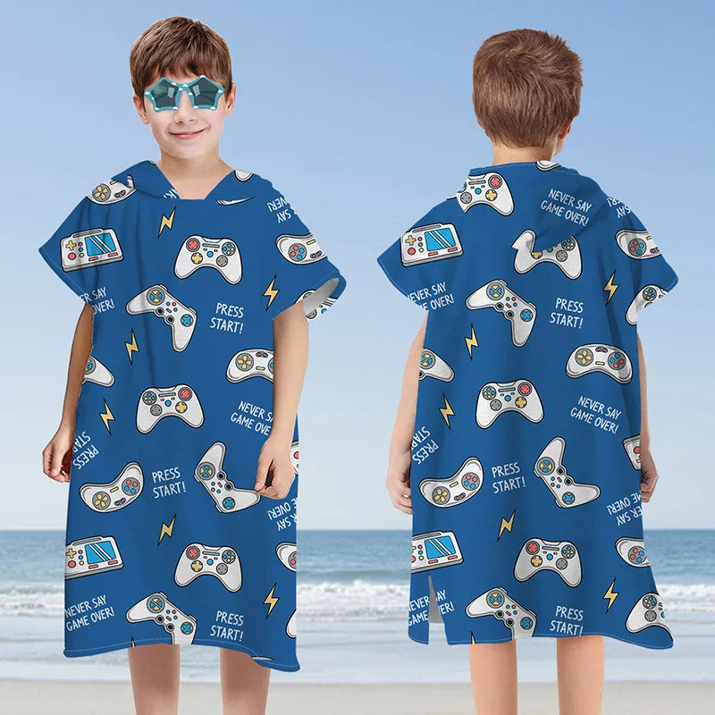 Kids’ Hooded Beach & Pool Poncho – Quick‑Dry, Lightweight Cover‑Up (Ages 4–8)