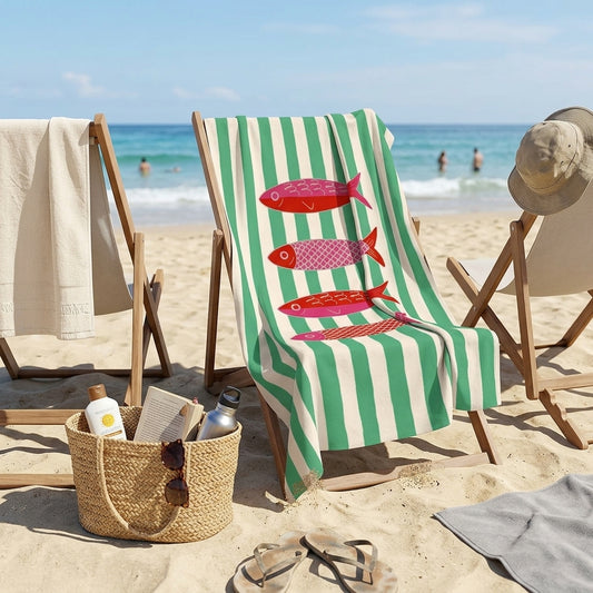 Coastal Sardine Microfiber Beach Towel – Sand Free