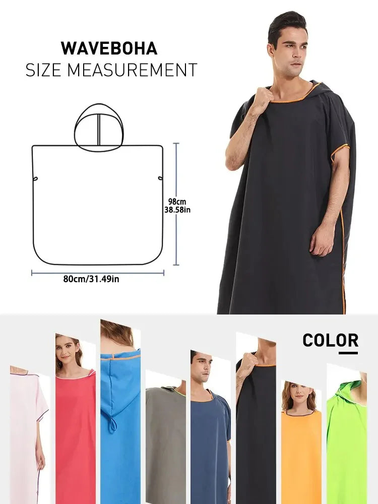 Sneldrogende microvezel surfponcho met capuchon – BeachFlow