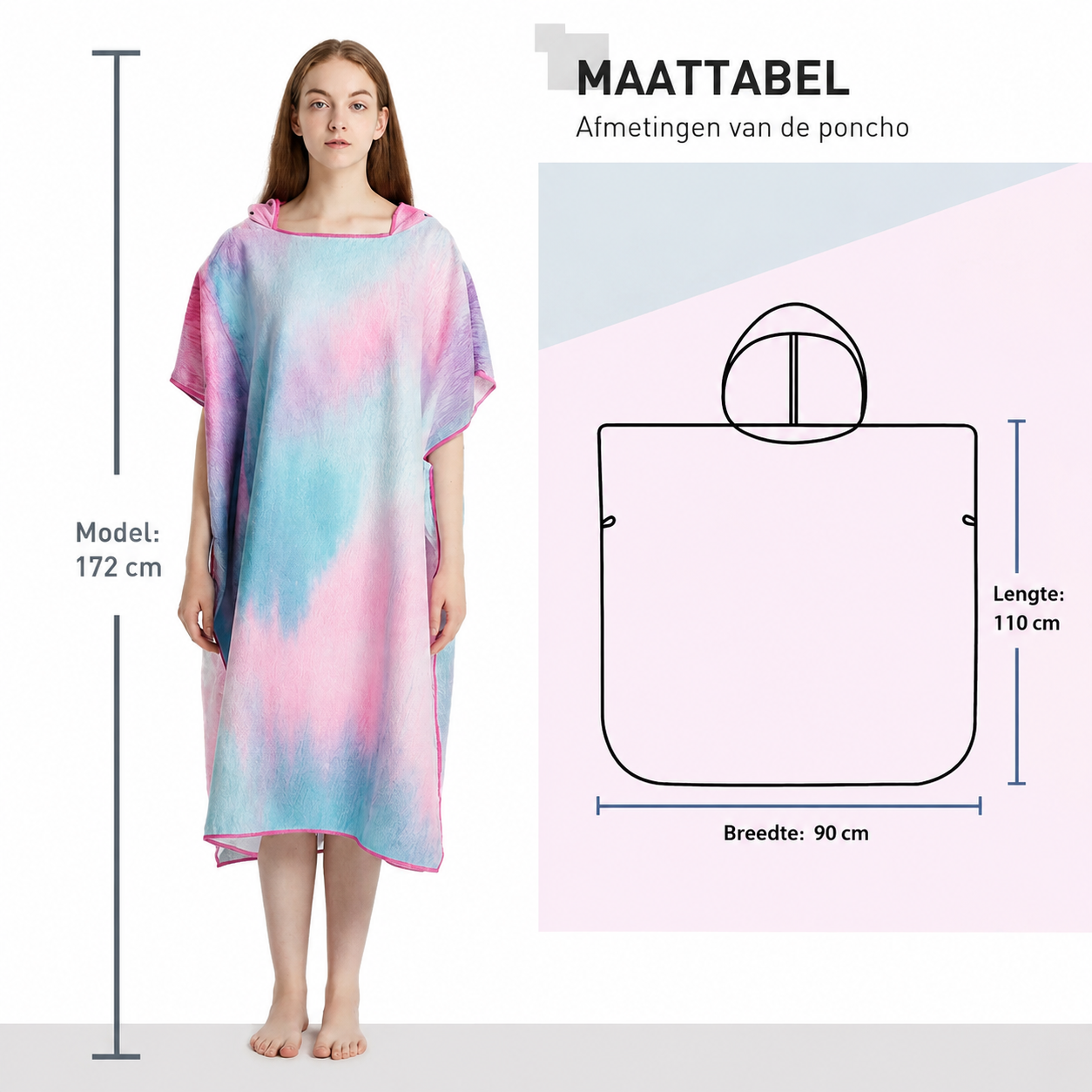 Sneldrogende Microvezel Poncho met Capuchon – Pastel Koraal