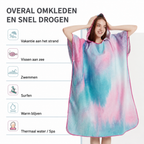 Sneldrogende Microvezel Poncho met Capuchon – Pastel Koraal