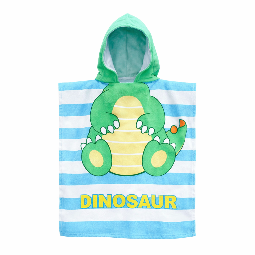 kids hooded towel green t rex dinosaur cartoon bath towel