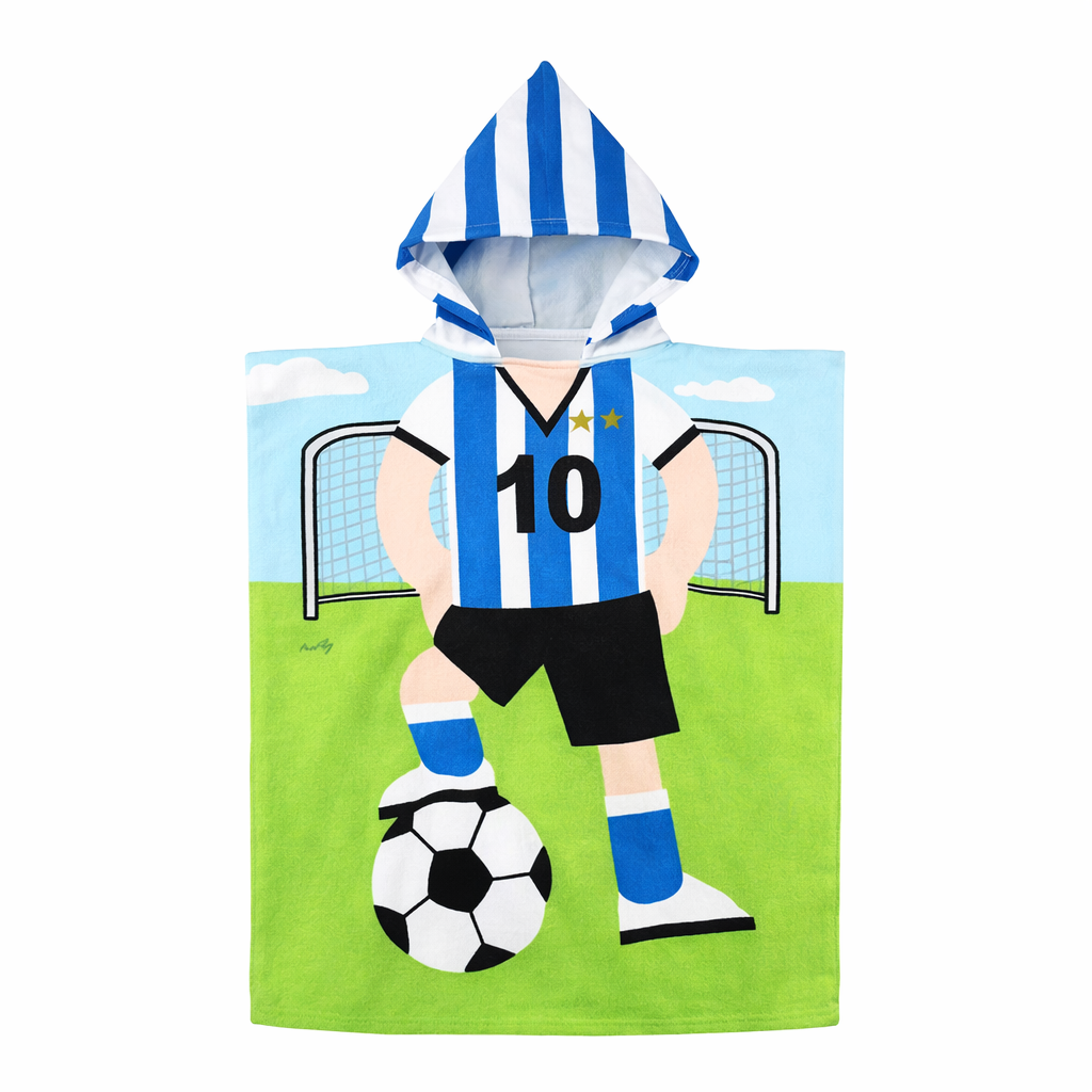 kids hooded towel football design sports towel poncho for kids