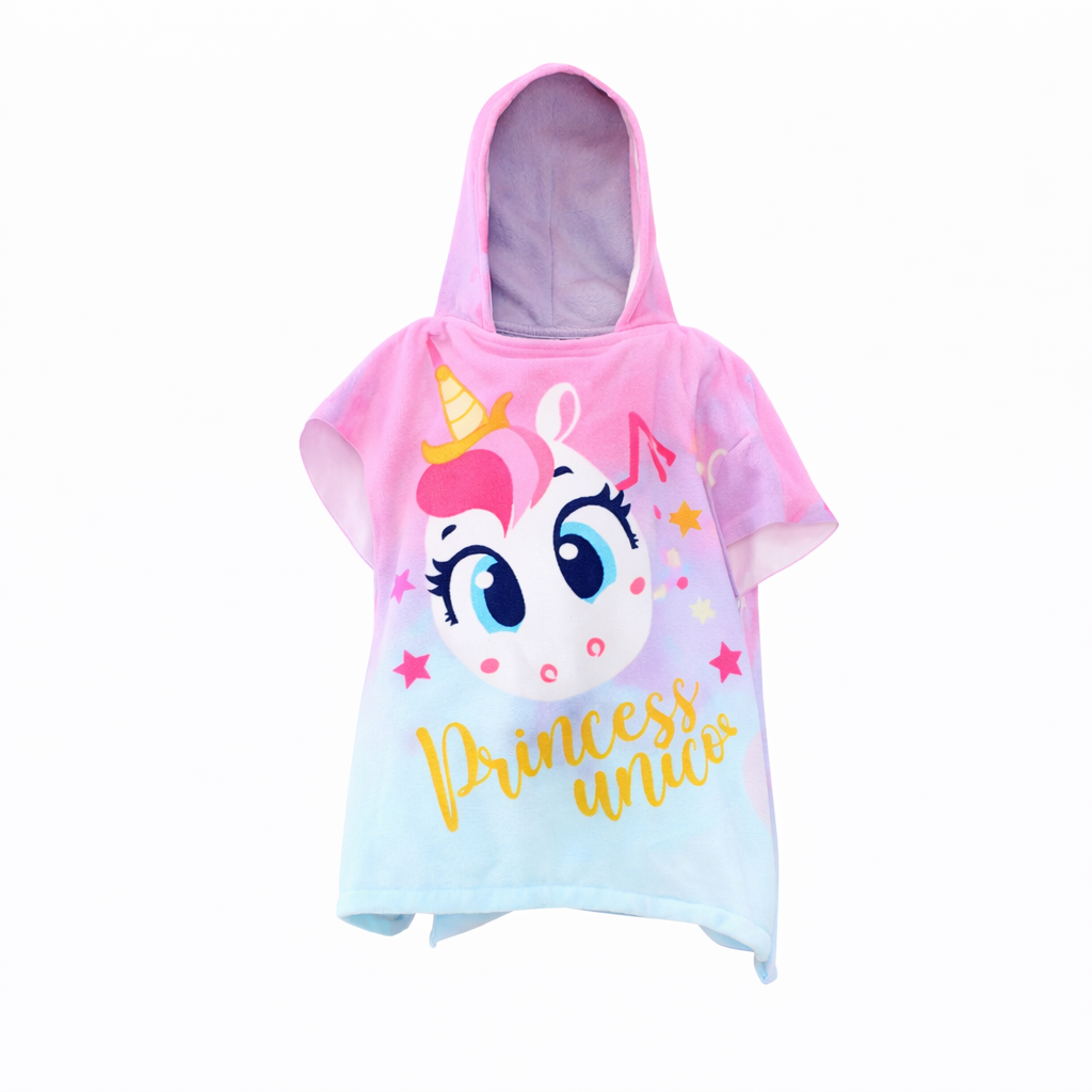 kids hooded towel unicorn princess colorful beach towel children
