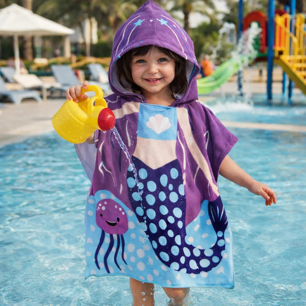 kids hooded towel beach running child seaside towel poncho