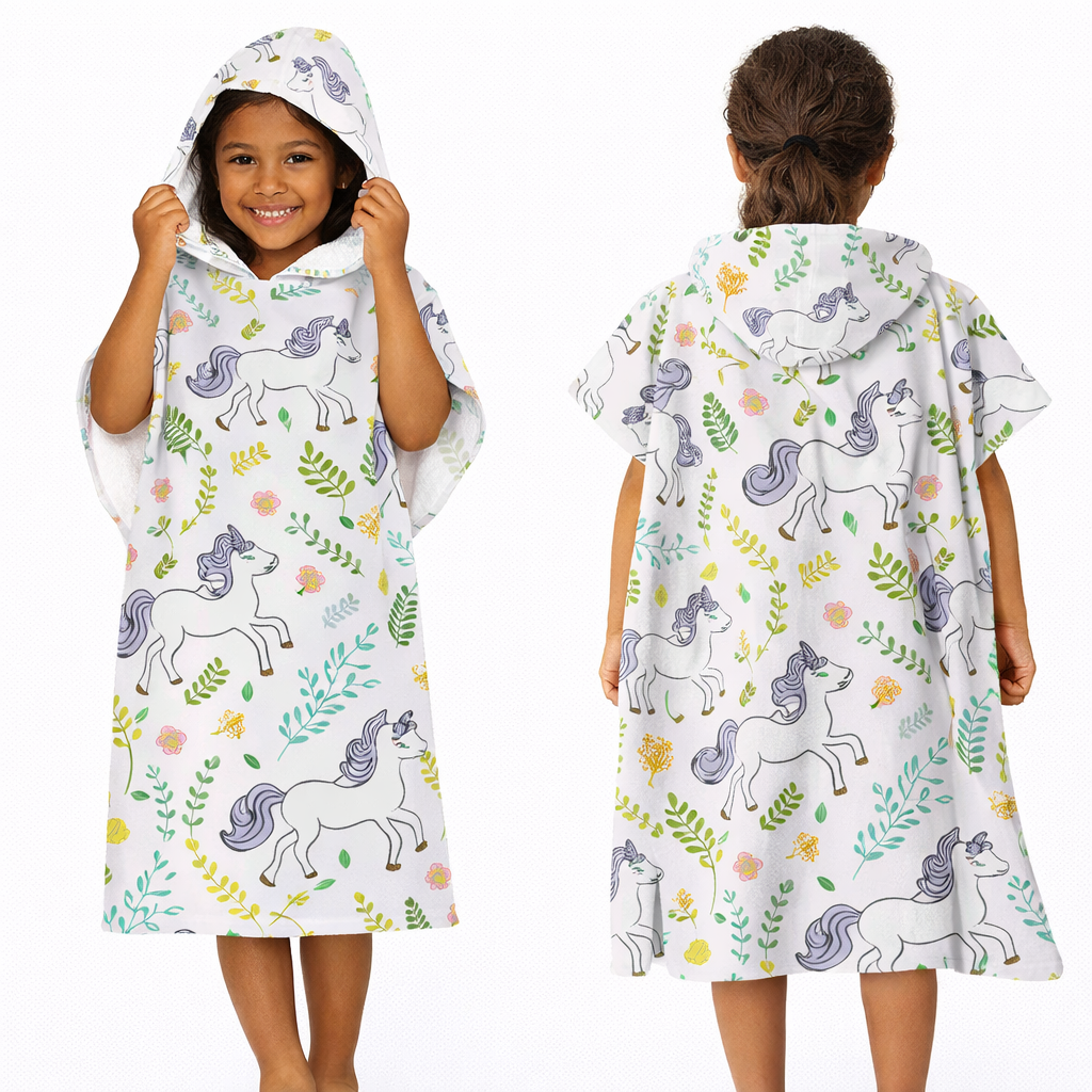 kids hooded poncho towel unicorn and mermaid design for kids