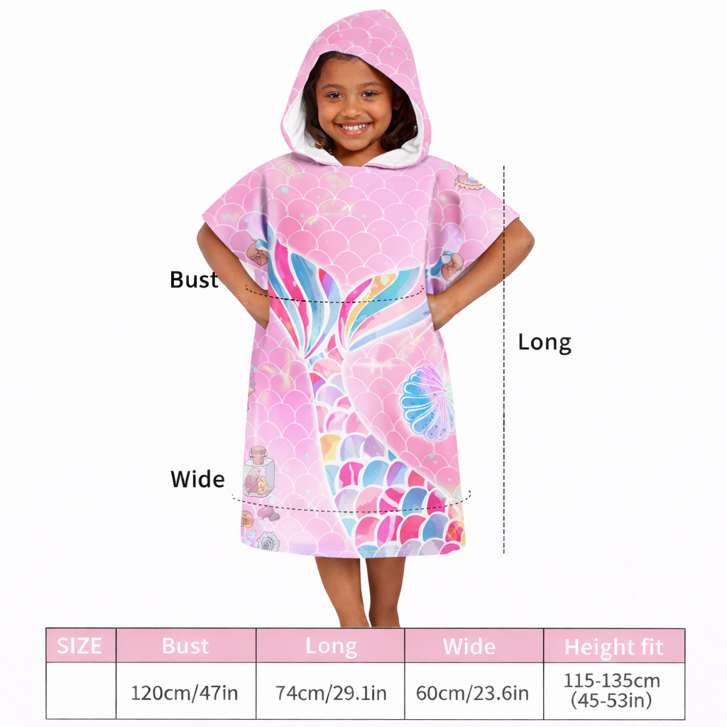 kids hooded poncho towel size chart dimensions children towel