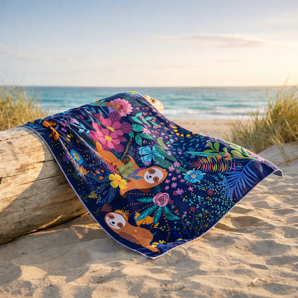 double sided towel poolside use lightweight quick dry microfibre towel modern print