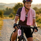 Man cycling with cooling towel around neck, quick dry sports cooling towel for outdoor use