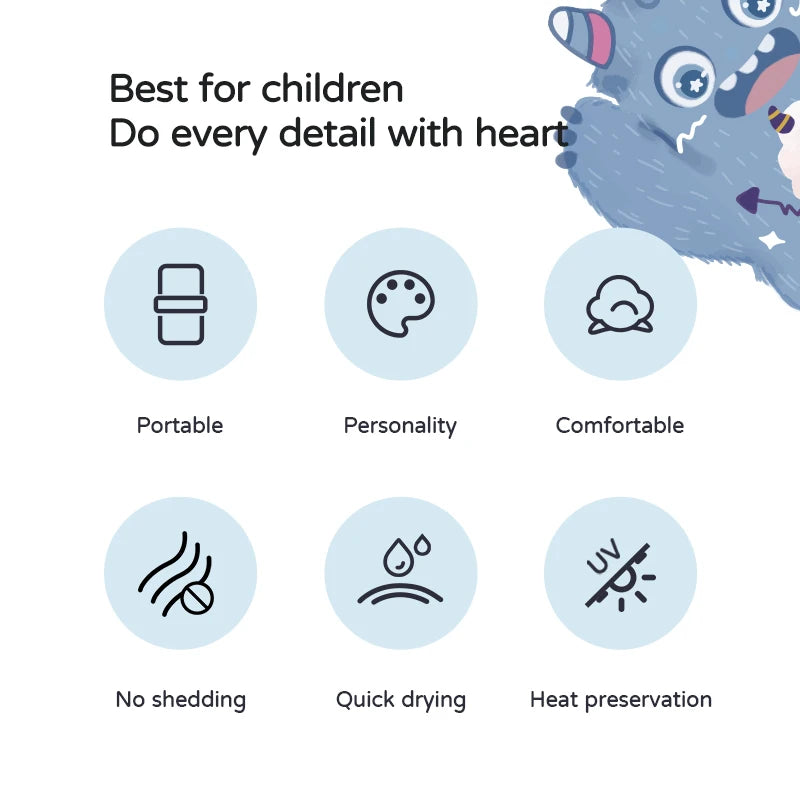 Children’s Hooded Towel – Quick-Dry Microfibre Bath Poncho for Kids