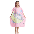kids towel poncho unicorn design front view microfibre quick dry children towel
