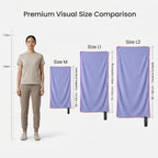 Personalised kids towel size comparison showing different dimensions for children and school use