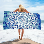 large mandala microfibre towel full size beach towel lightweight travel towel blue design