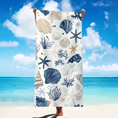 Beach Towel with Shell and starfish Print