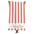 Personalised Striped Microfibre Beach Towel - Coral Orange Stripes