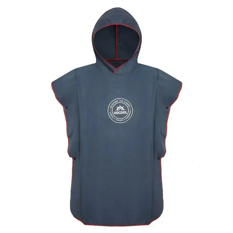 purplish blue kids microfibre swim poncho hooded towel