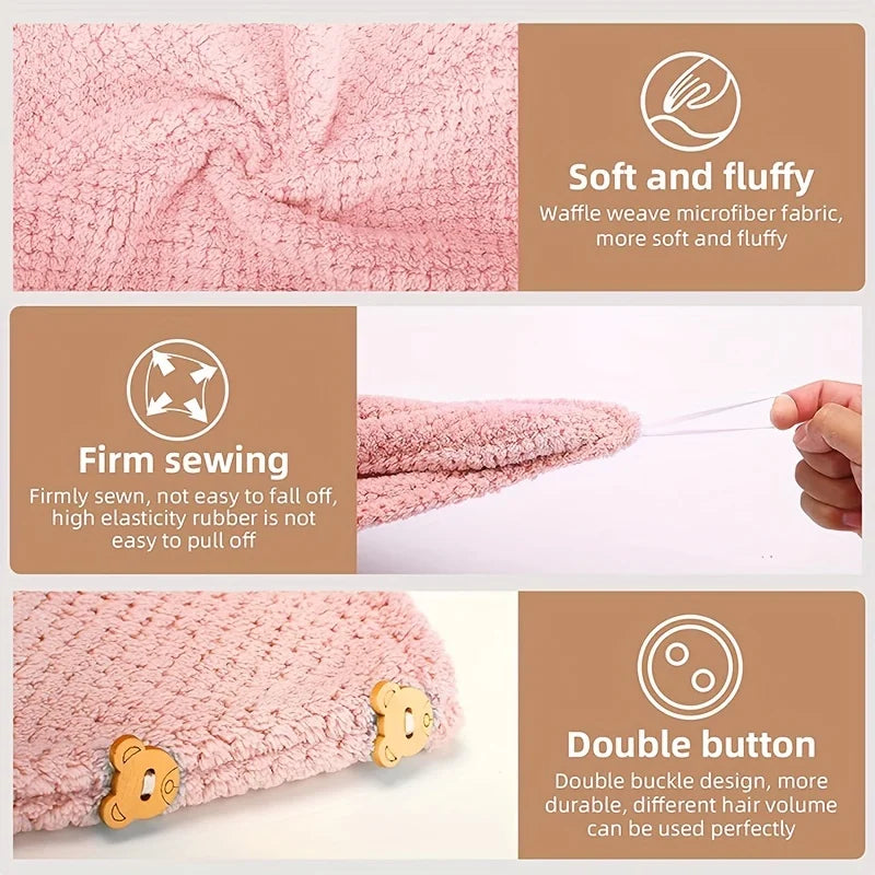 Close up of waffle texture microfibre hair towel showing soft absorbent fabric