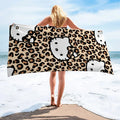 Cute Kitty Leopard Print Beach Towel – Quick-Dry & Chic for Pool, Beach or Travel