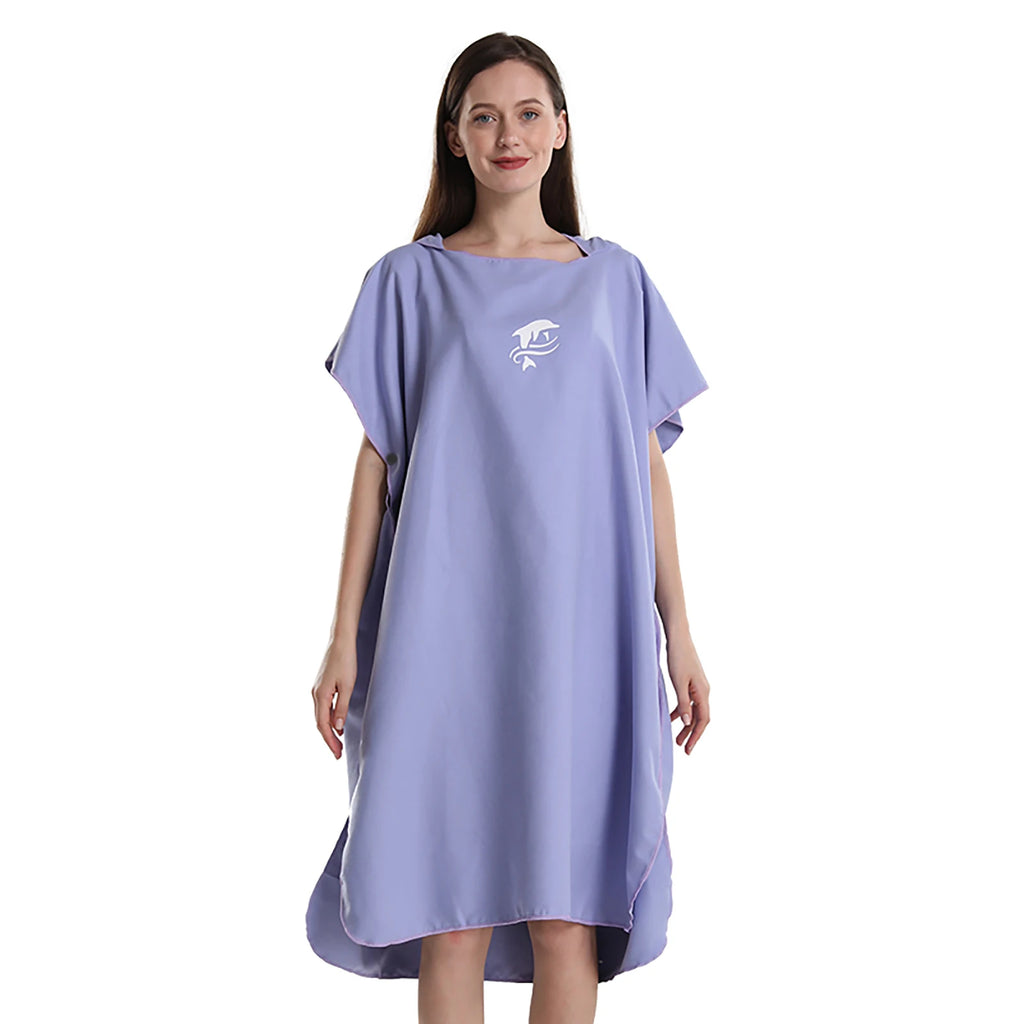 purple changing robe microfibre quick dry unisex beach poncho front view
