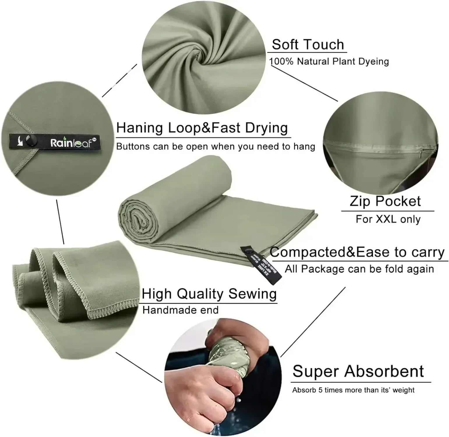 sports towel features quick dry absorbent lightweight infographic