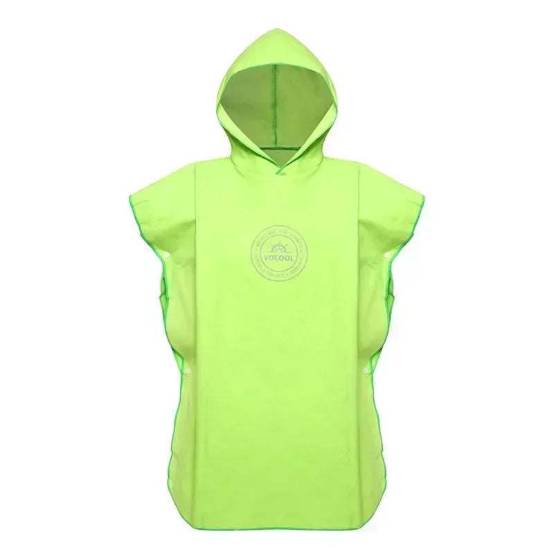 green Hooded Microfiber Swim Poncho