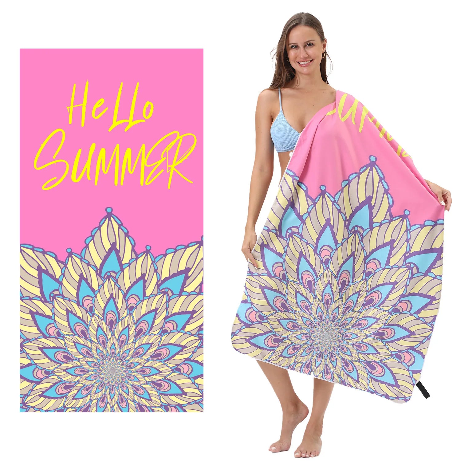 mandala printed velvet towel design colorful beach towel pattern detail
