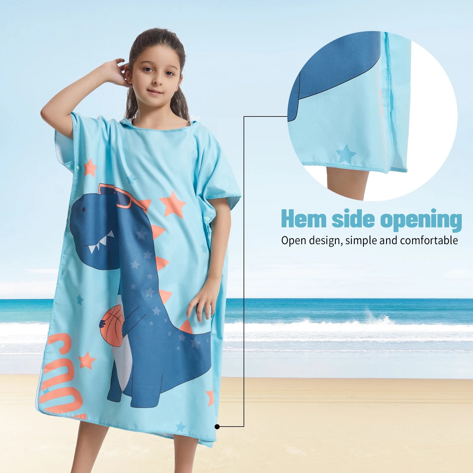 kids hooded towel poncho beach use lightweight quick dry microfibre towel children