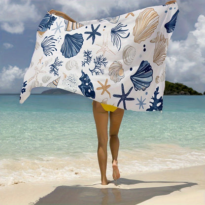 Beach Towel with Shell and starfish Print