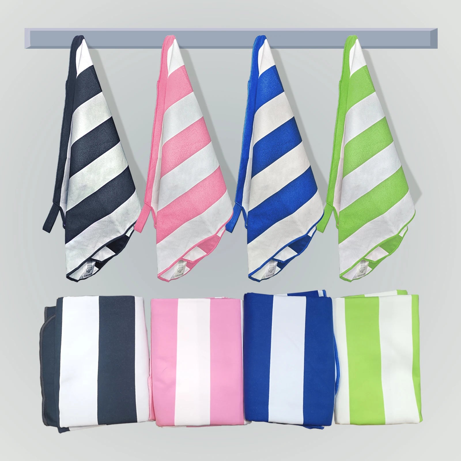 2-Piece Striped Microfibre Quick-Dry Towel