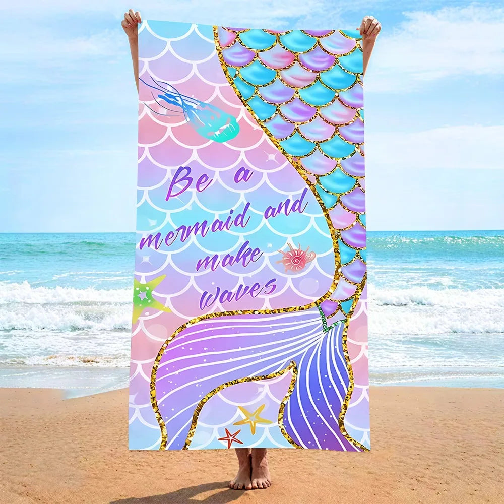 Mermaid Print Microfibre Towel