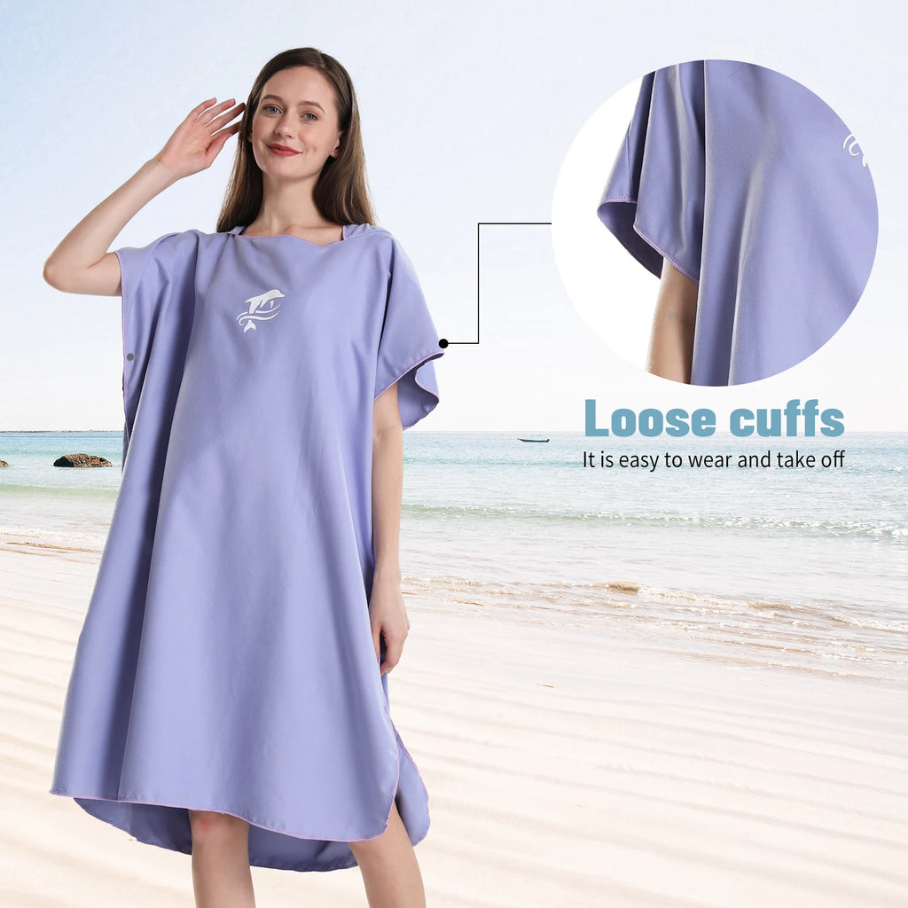 microfibre changing robe features hooded design quick dry lightweight unisex robe