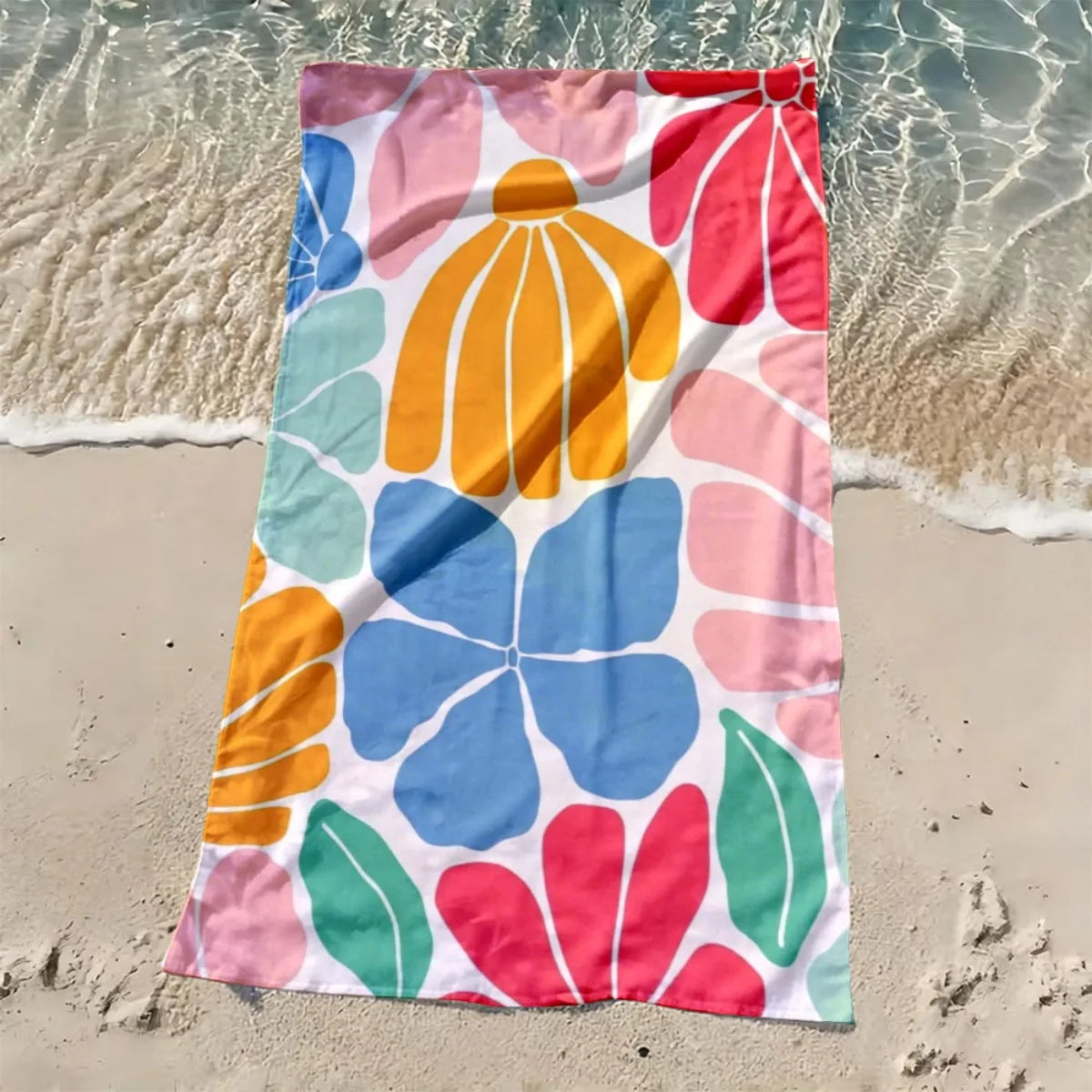 Sunburst Bloom strandhanddoek op het zand voor strand en zwembad