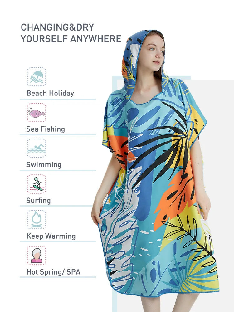 quick dry microfibre surf poncho changing robe features