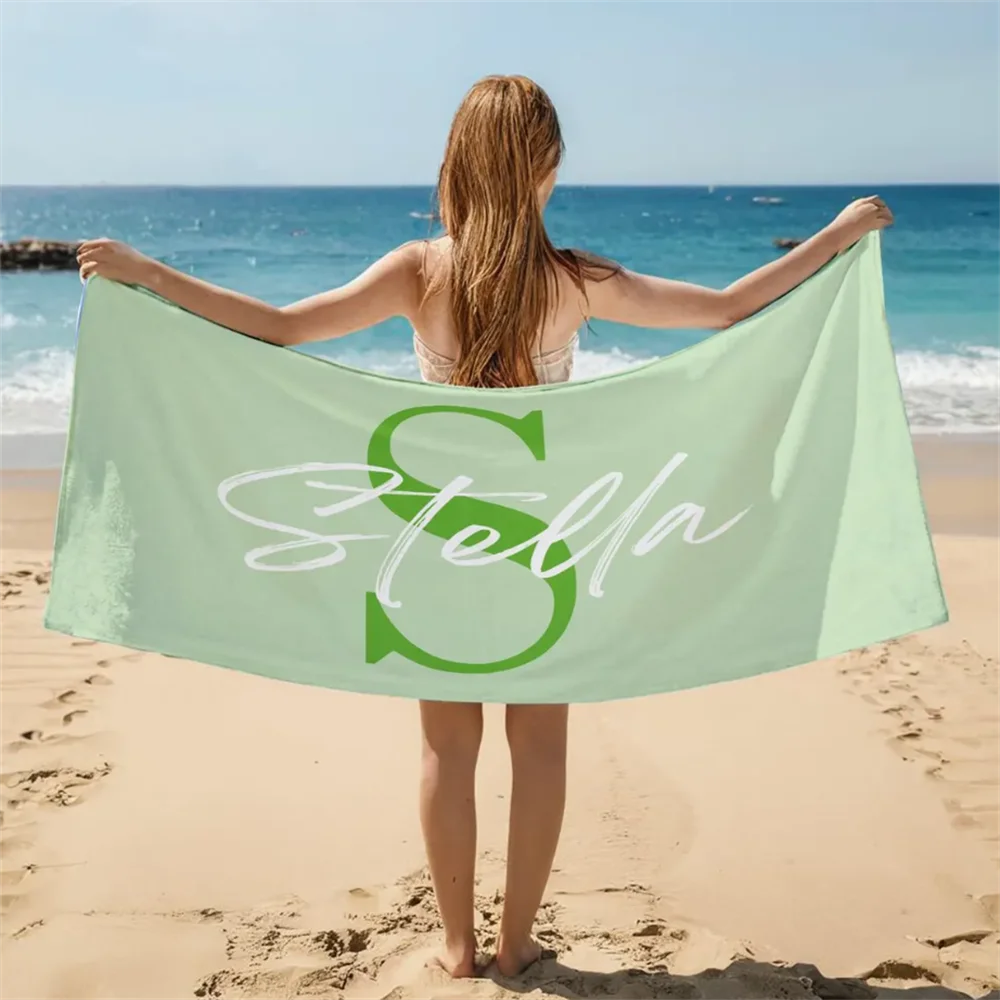 Personalised Name Beach Towel Mint Green