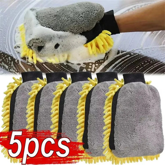 Microfibre Car Wash Mitt – Scratch-Free Cleaning Gloves (1–5 Pack)