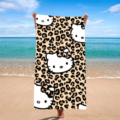 Cute Kitty Leopard Print Beach Towel – Quick-Dry & Chic for Pool, Beach or Travel