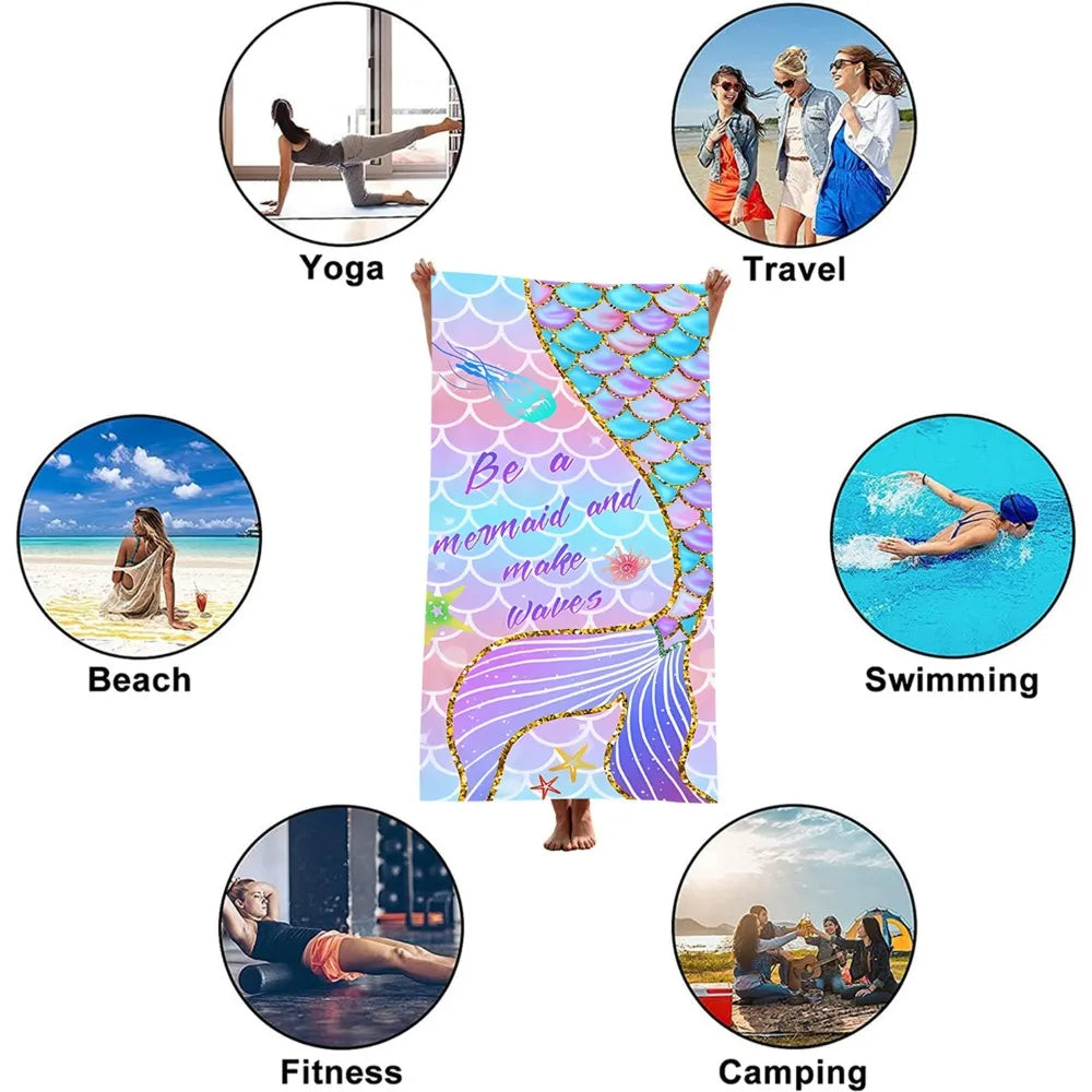Mermaid Print Microfibre Towel