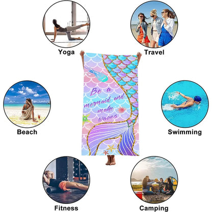 Mermaid Print Microfibre Towel