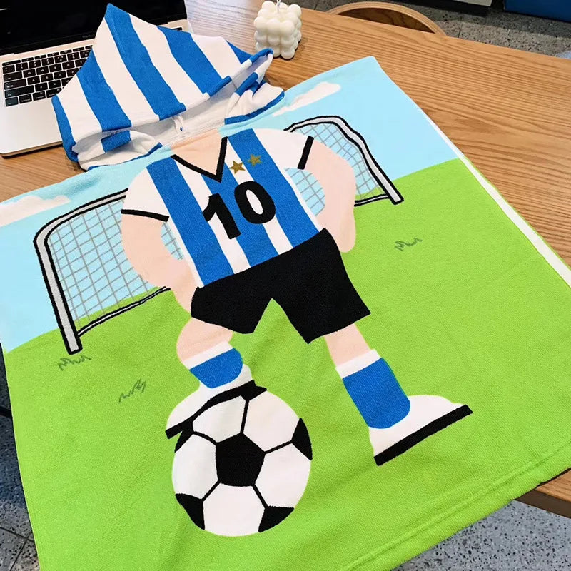 Kids Cartoon Hooded Towel Cloak – Quick‑Dry, Lightweight Cape for Bath, Pool & Beach (Ages 4–6)