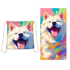 beach towel backpack dog design colorful microfibre towel