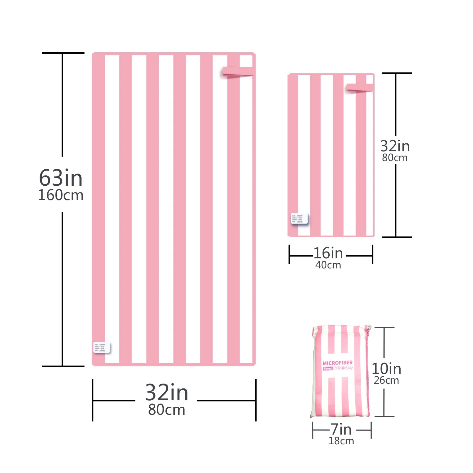 microfibre towel dimensions 80x160 40x80 quick dry towel size guide