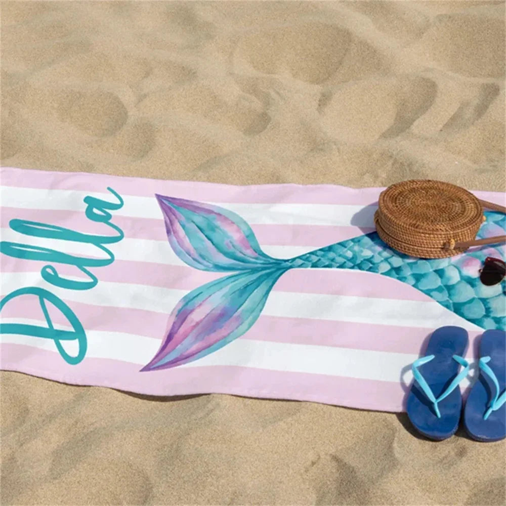 mermaid tail beach towel full size microfibre quick dry towel