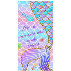 mermaid print towel flat lay microfibre beach towel colorful design detail