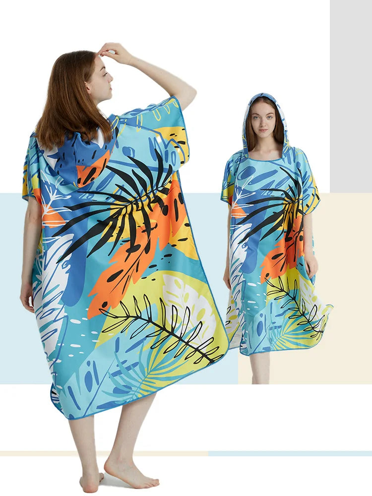 microfibre surf poncho changing robe front and back view