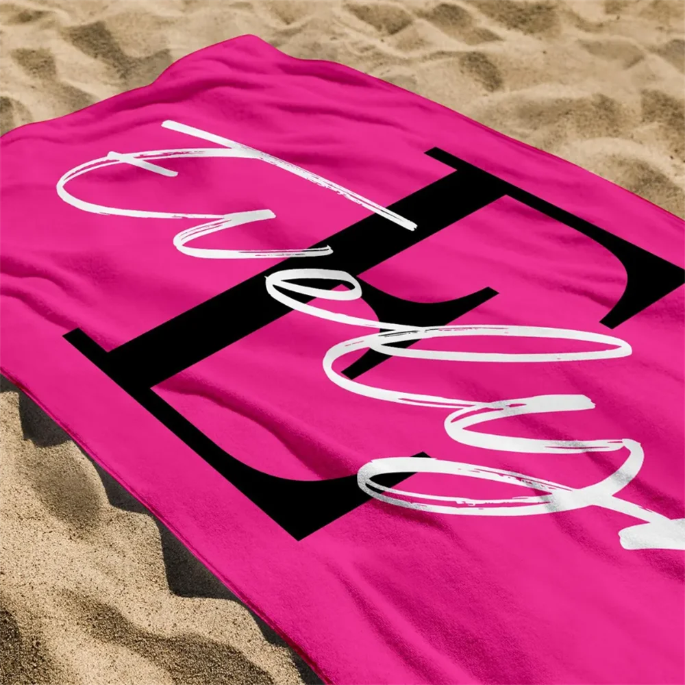 Personalised Name Beach Towel Hot Pink