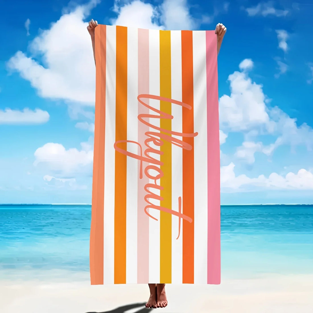 Personalised Striped Beach Towel