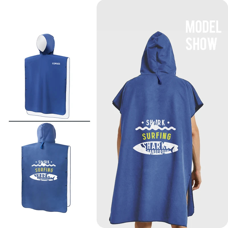 surf shark adult microfibre surf poncho hooded towel