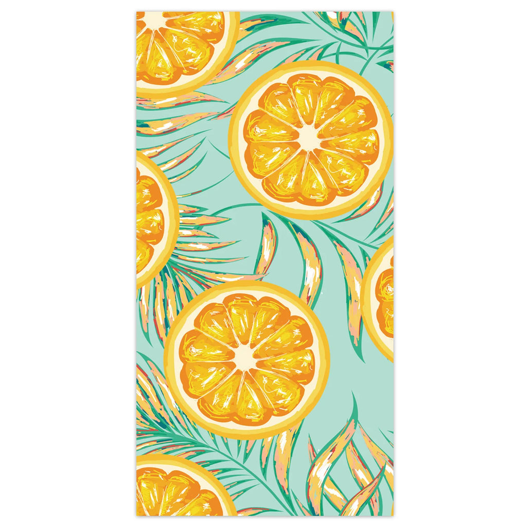 tropical fruit towel pattern vertical citrus design beach towel print detail