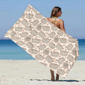 Cute Cats Microfibre Beach Towel - Beige Pattern