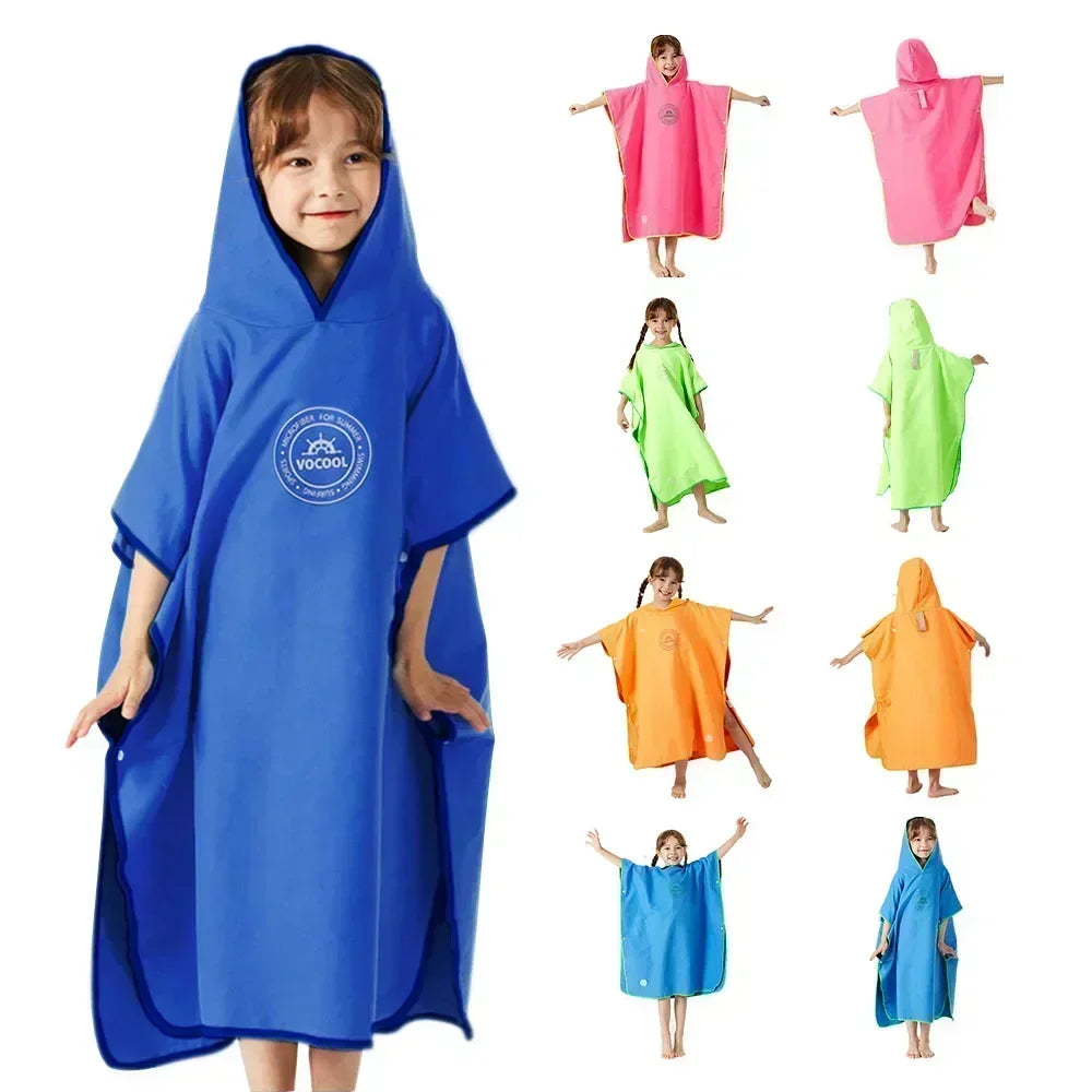 kids microfibre swim poncho available colours